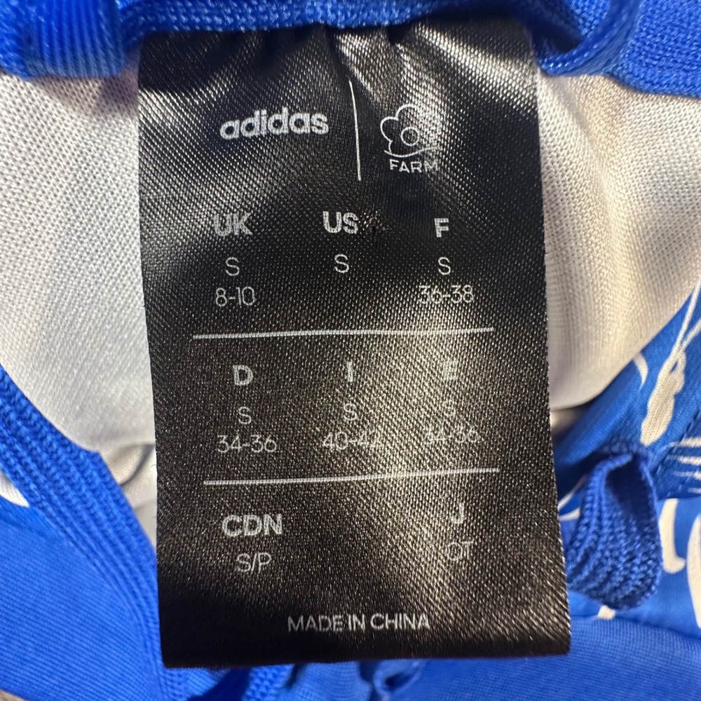 Adidas x Farm Rio Hoodie Women Small Blue Butterfly Print Full Zip Jacket - Picture 8 of 9